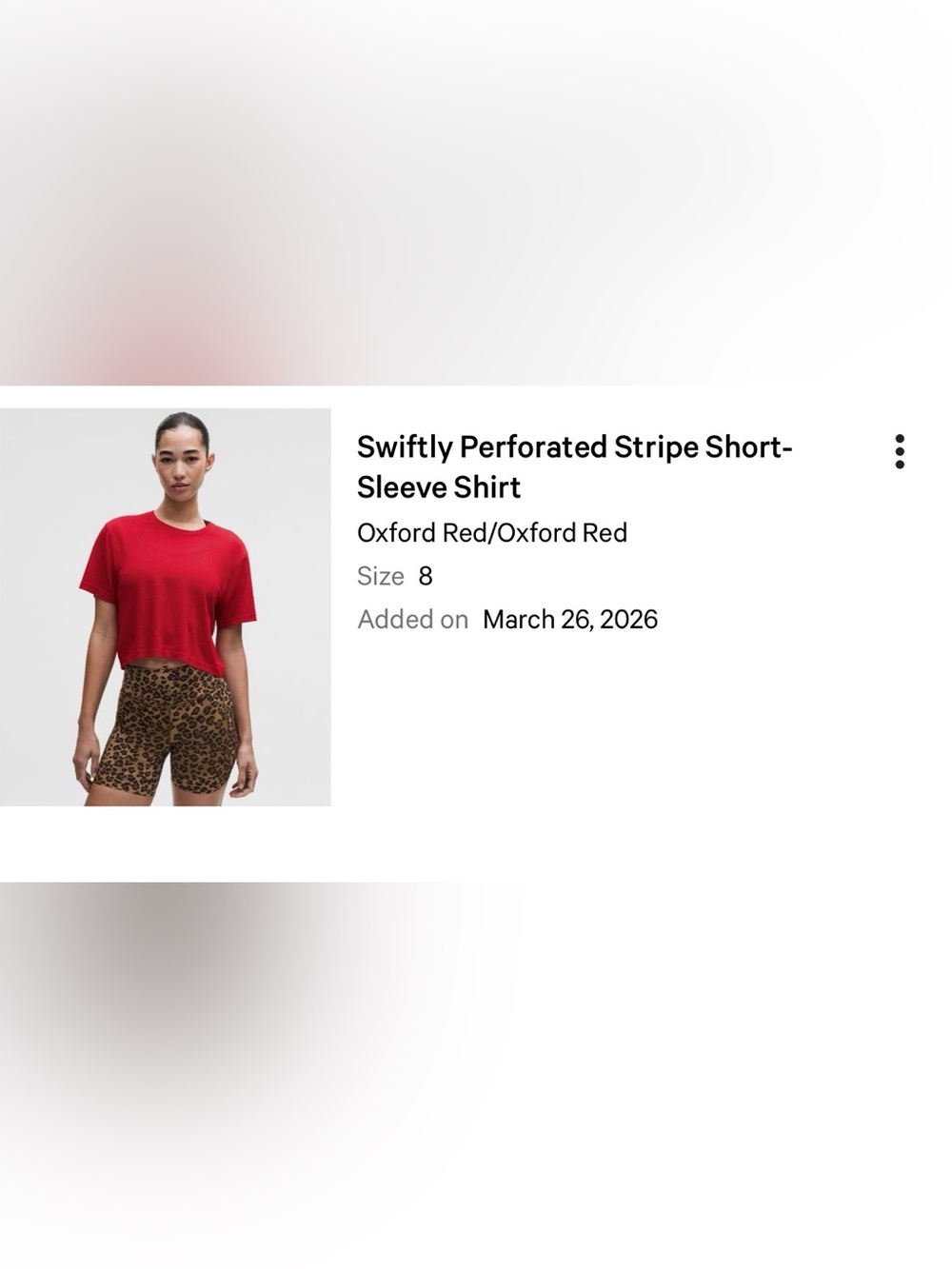lululemon athletica Red Short Sleeve Performance Tee